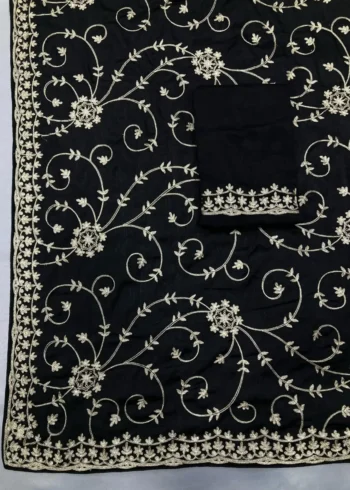 Kashmiri Work Designer Party Wear Chinon Silk Saree