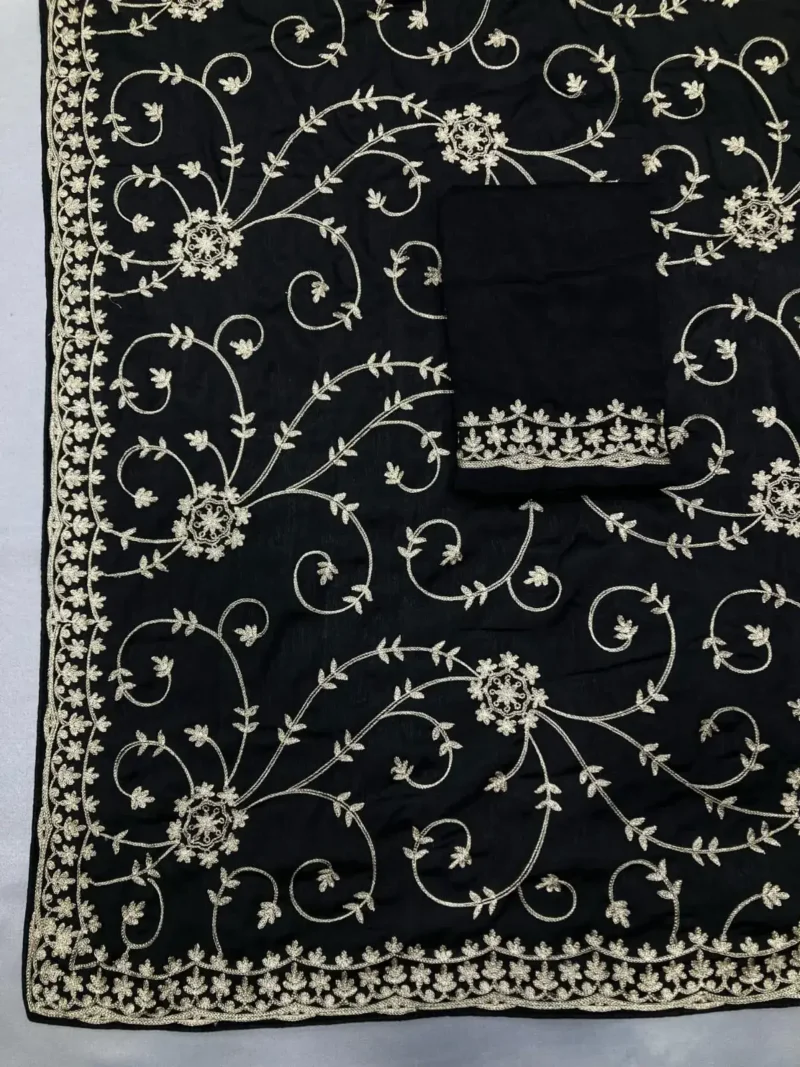 Kashmiri Work Designer Party Wear Chinon Silk Saree