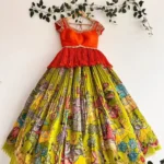 Lemon Yellow Kediya Style Lehenga Choli for Kids
