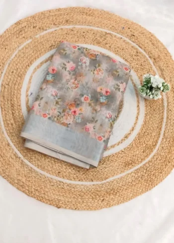 Linen Cotton Saree With Zari Border