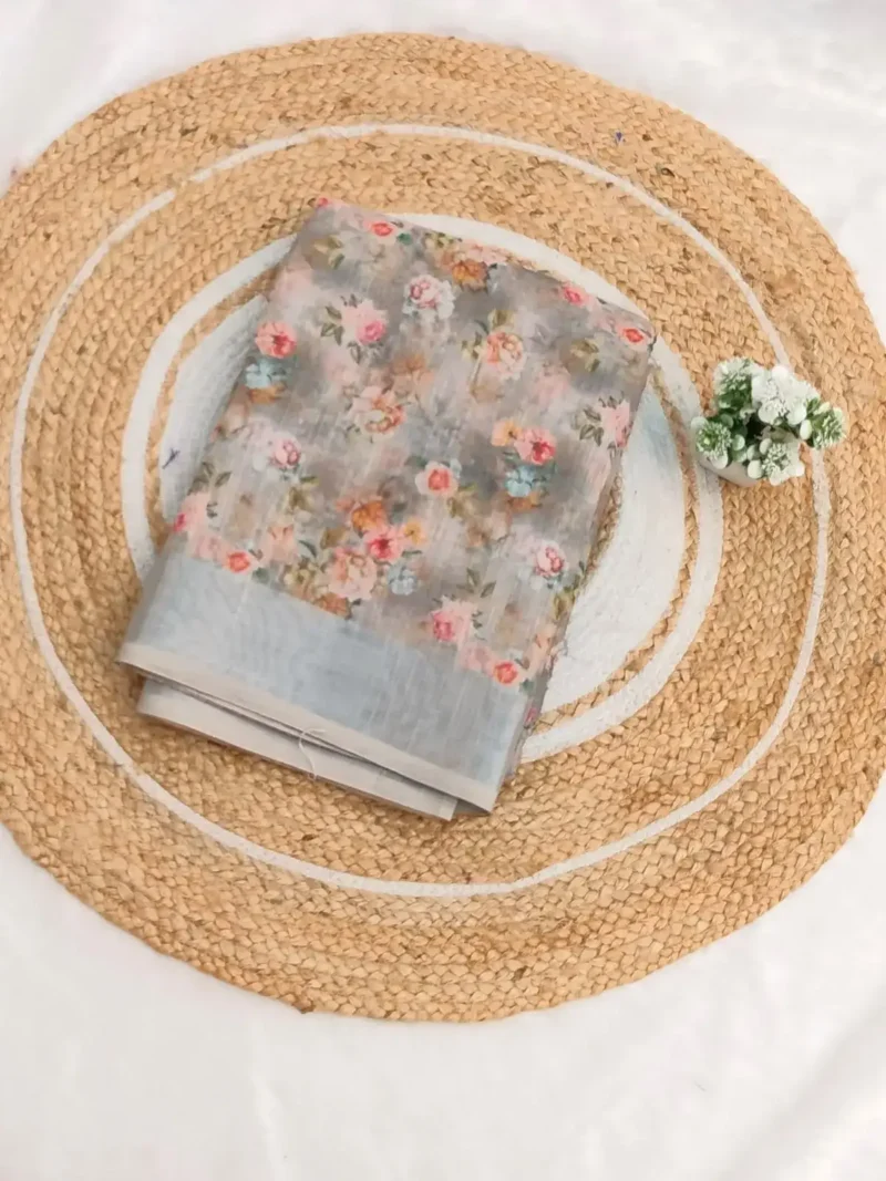 Linen Cotton Saree With Zari Border
