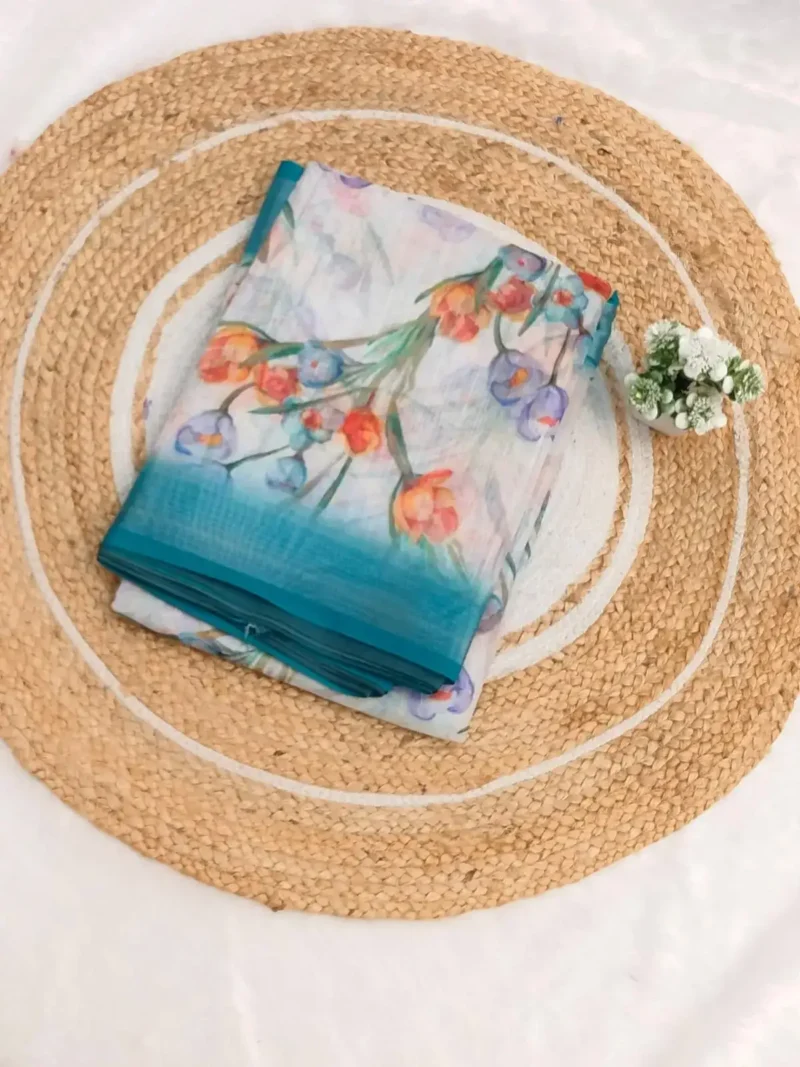 Linen Cotton Saree With Zari Border