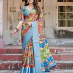 Madhubani Folk Art Digital Printed Tussar Silk Saree