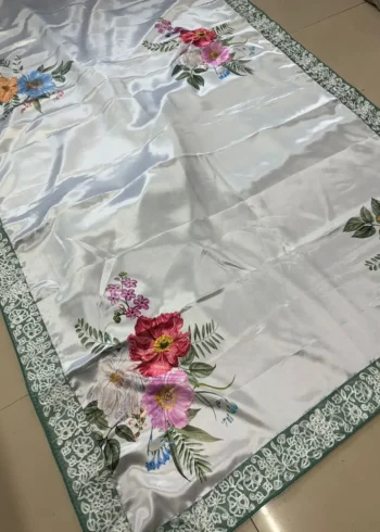 Madhuri Dixit Inspired Cocktail Party Wear Satin Silk Saree