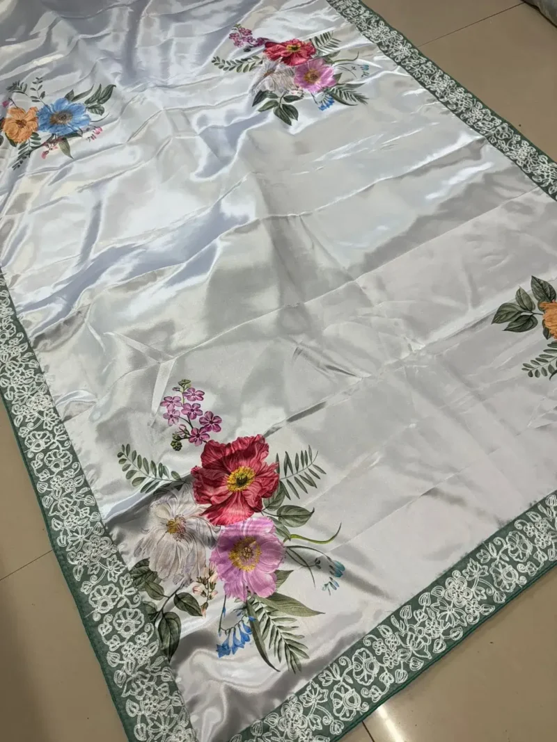 Madhuri Dixit Inspired Cocktail Party Wear Satin Silk Saree