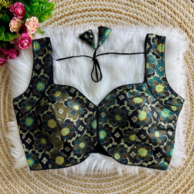 New Sleeves Less Partywear Jacquard Blouse