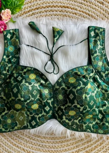 New Stylish Sleeves Less Partywear Jacquard Blouse