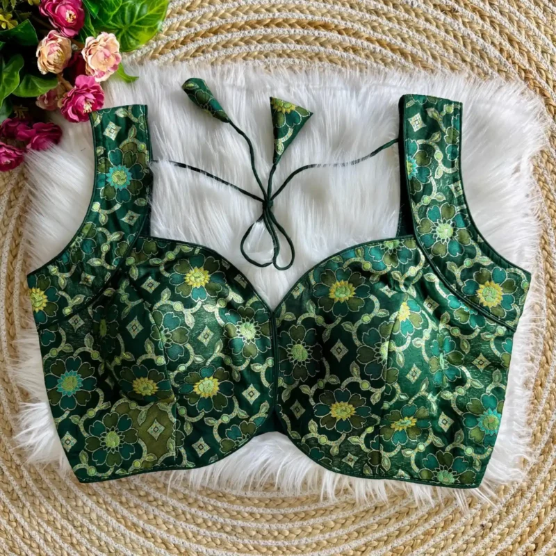 New Stylish Sleeves Less Partywear Jacquard Blouse