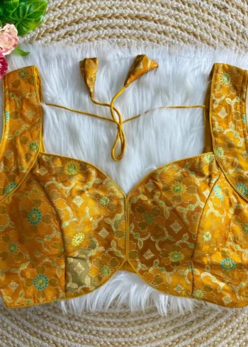 New Stylish Sleeves Less Partywear Jacquard Blouse
