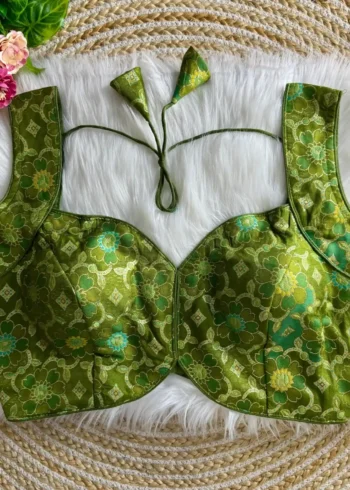 New Stylish Sleeves Less Partywear Jacquard Blouse