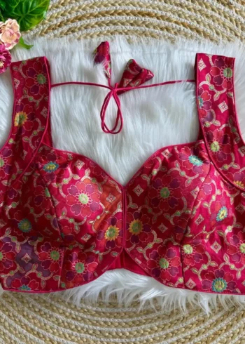 New Sleeves Less Partywear Jacquard Blouse