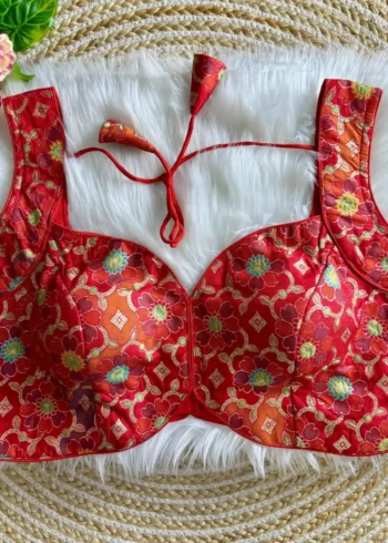New Sleeves Less Partywear Jacquard Blouse
