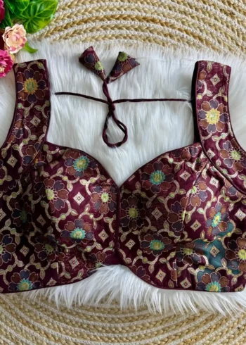 New Sleeves Less Partywear Jacquard Blouse