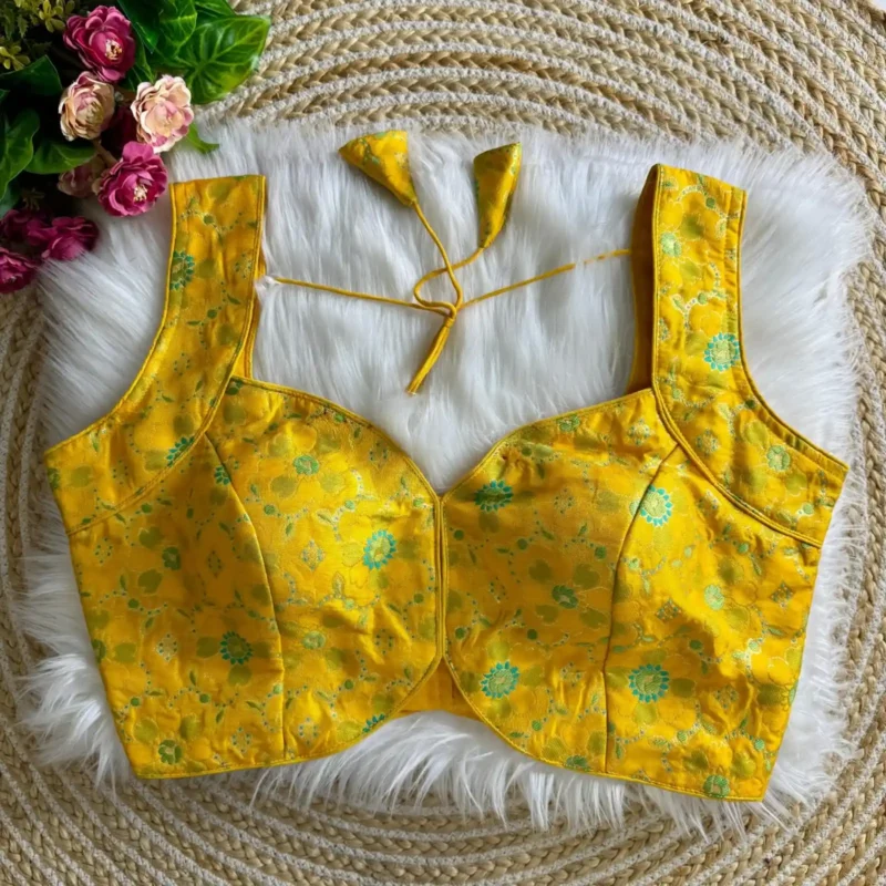 New Sleeves Less Partywear Jacquard Blouse