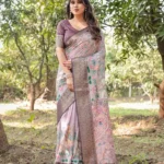 Pastel Lavender Beige Colour Premium Tussar Silk