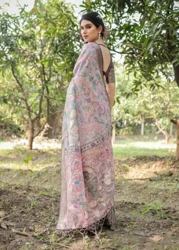 Pastel Lavender Beige Colour Premium Tussar Silk