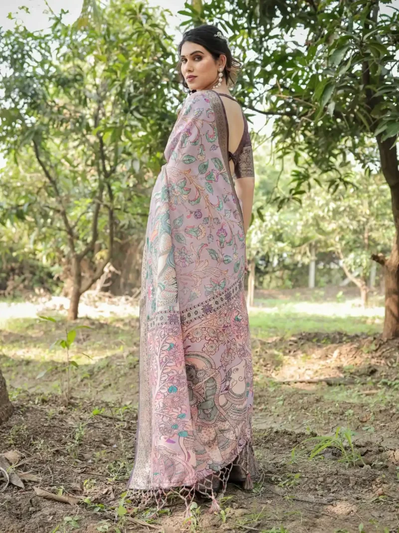 Pastel Lavender Beige Colour Premium Tussar Silk