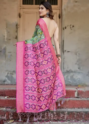 Patola Digital Print Silk Saree With Rich Zari Weaving Border