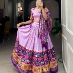 Patola Print With Foil Work Tussar Silk Gujarati Lehenga Choli