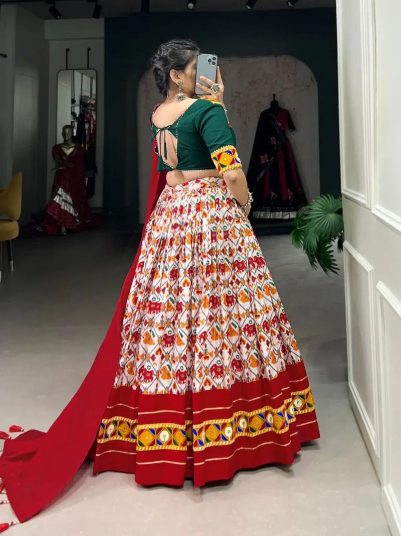 Patola Printed Lehenga With Foil Work and Original Mirror Gamthi Lace