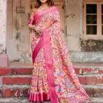 Peach Pink Premium Tussar Silk Saree