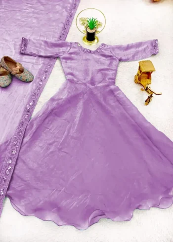 Plain Soft Fendy Silk Umbrella Flair Kids Gown
