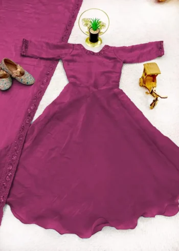 Plain Soft Fendy Silk Umbrella Flair Kids Gown