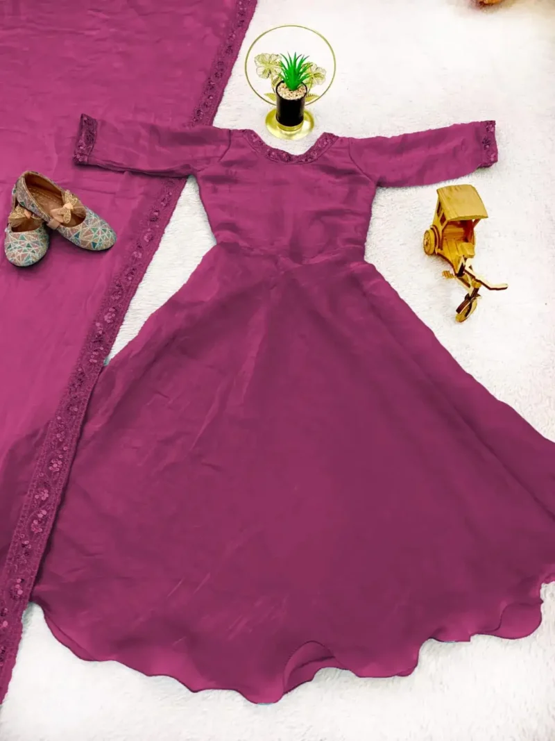 Plain Soft Fendy Silk Umbrella Flair Kids Gown