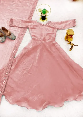 Plain Soft Fendy Silk Umbrella Flair Kids Gown