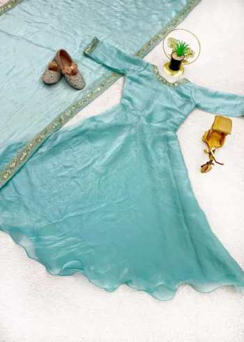 Plain Soft Fendy Silk Umbrella Flair Kids Gown