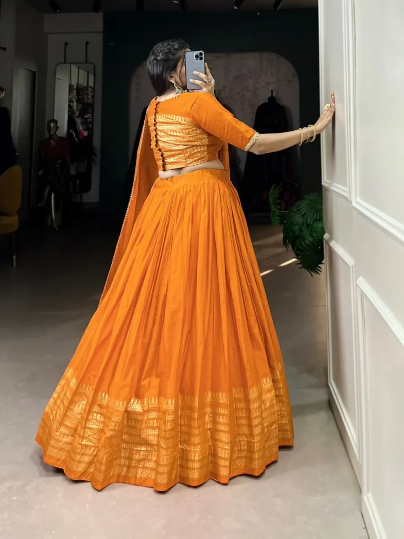 Pure Chanderi Plain Lehenga for Haldi and Mehendi Ceremony