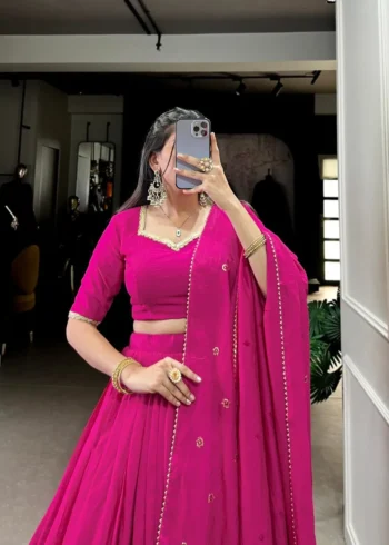 Pure Chanderi Plain Lehenga for Haldi and Mehendi Ceremony