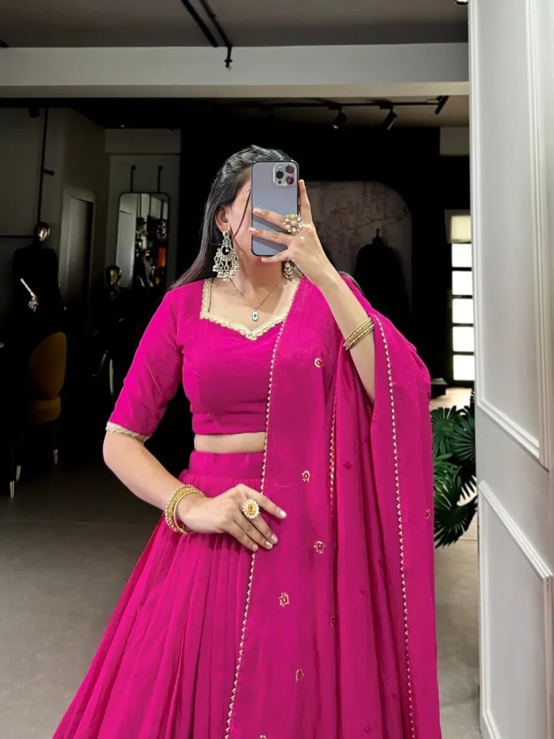 Pure Chanderi Plain Lehenga for Haldi and Mehendi Ceremony