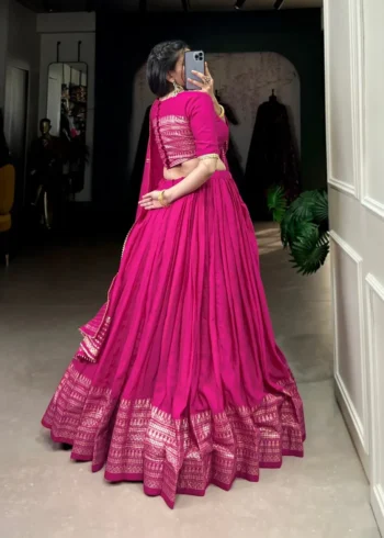 Pure Chanderi Plain Lehenga for Haldi and Mehendi Ceremony