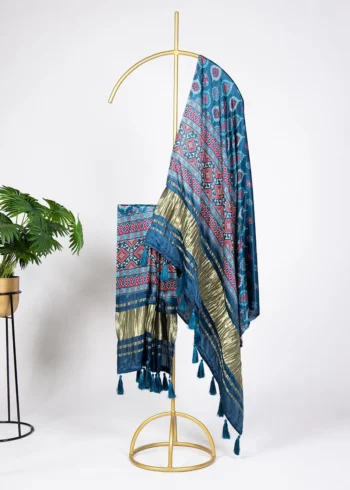 Pure Gaji Silk Digital Printed Bandhej Dupatta With Tassels