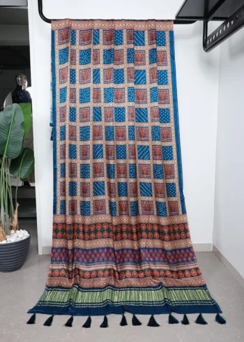Pure Gaji Silk Digital Printed Bandhej Dupatta With Tassels