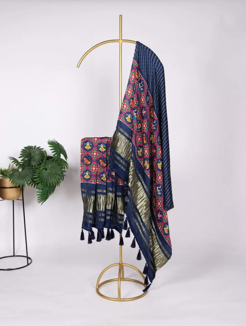 Pure Gaji Silk Digital Printed Bandhej Dupatta With Tassels