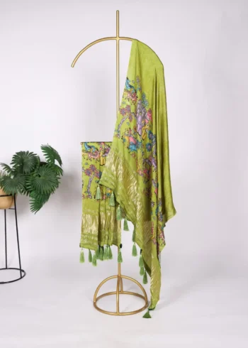 Pure Gaji Silk Digital Printed Bandhej Dupatta With Tassels