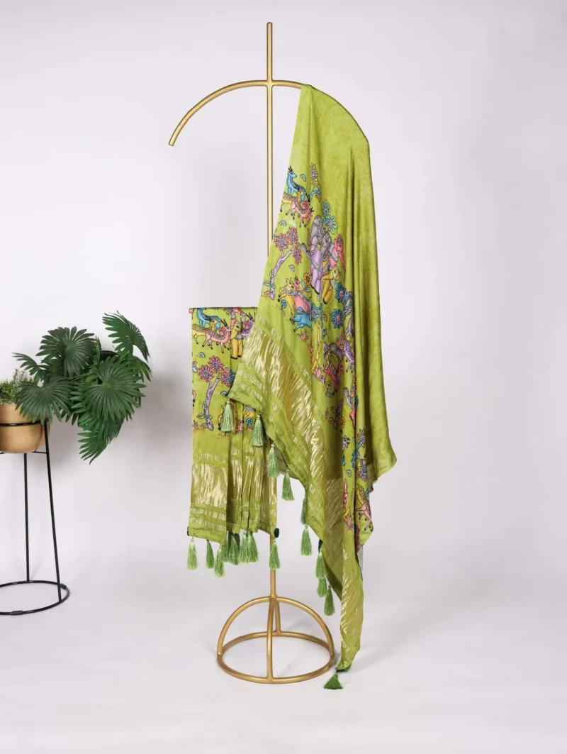 Pure Gaji Silk Digital Printed Bandhej Dupatta With Tassels