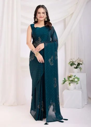 Rangoli Silk Moti Worrk Ready to Wear Sarees