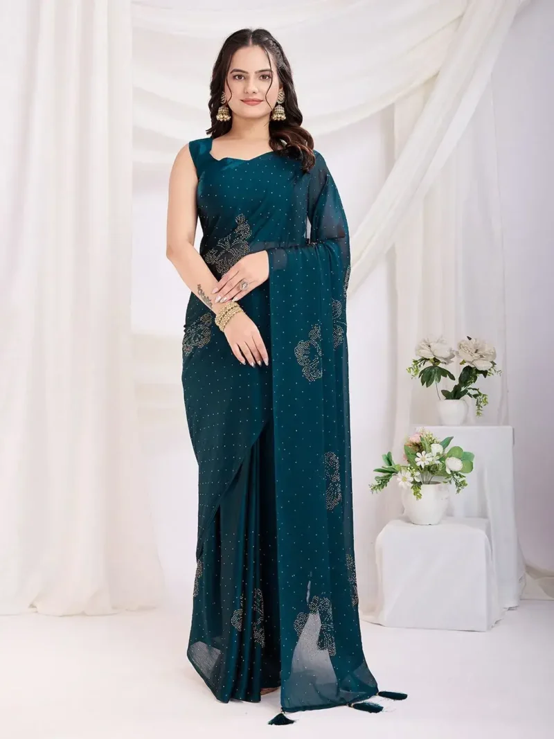 Rangoli Silk Moti Worrk Ready to Wear Sarees