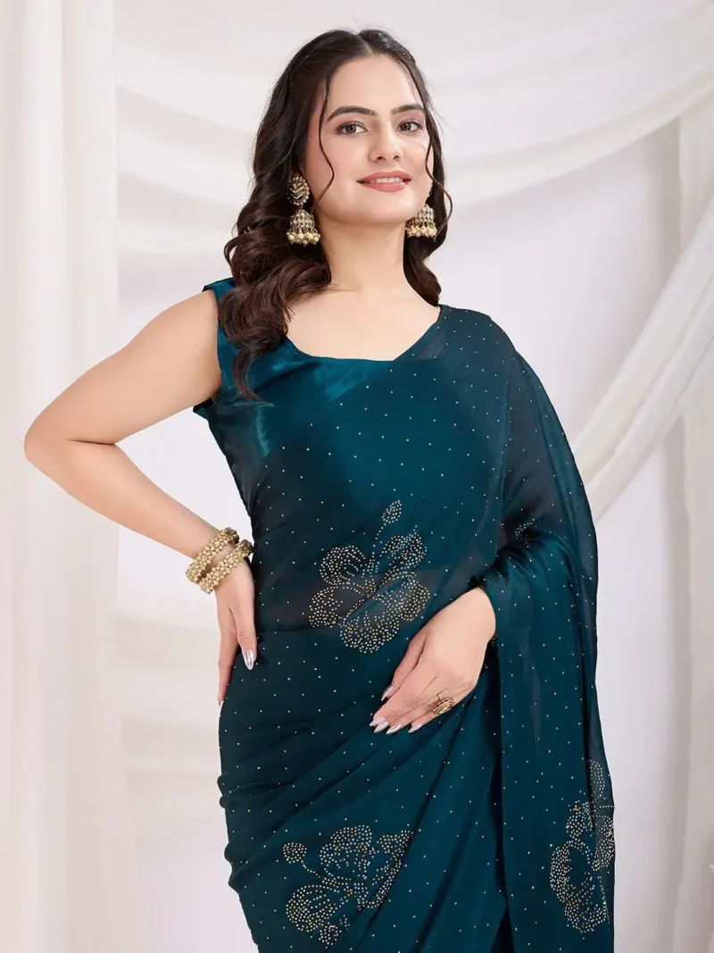 Rangoli Silk Moti Worrk Ready to Wear Sarees