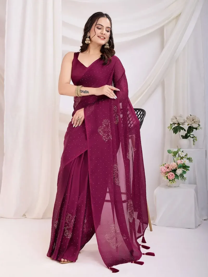 Rangoli Silk Moti Worrk Ready to Wear Sarees
