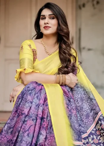 Buy Purple Colour Saree 6 Royal Purple Paisley Floral Digital Printed Tussar Silk Saree