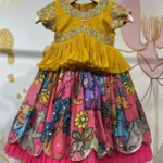 Sequins Embroidery Work Kalamkari Printed Lehenga for Kids