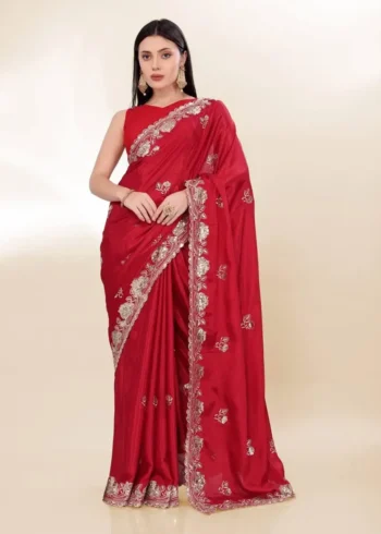 Buy Rajwadi saree 24 Sequins Embroidery Work Party Wear Chinon Silk Saree