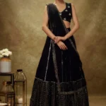 Sequins With Jari and Paper Mirror Embroidery Work Georgette Party Wear Lehenga Choli