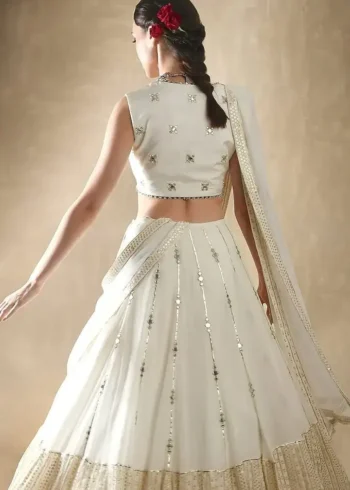 Sequins With Jari and Paper Mirror Embroidery Work Georgette Party Wear Lehenga Choli