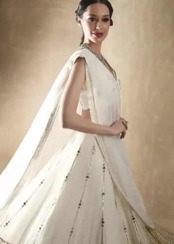 Sequins With Jari and Paper Mirror Embroidery Work Georgette Party Wear Lehenga Choli