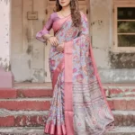 Soft Blue Base Premium Tussar Silk Saree